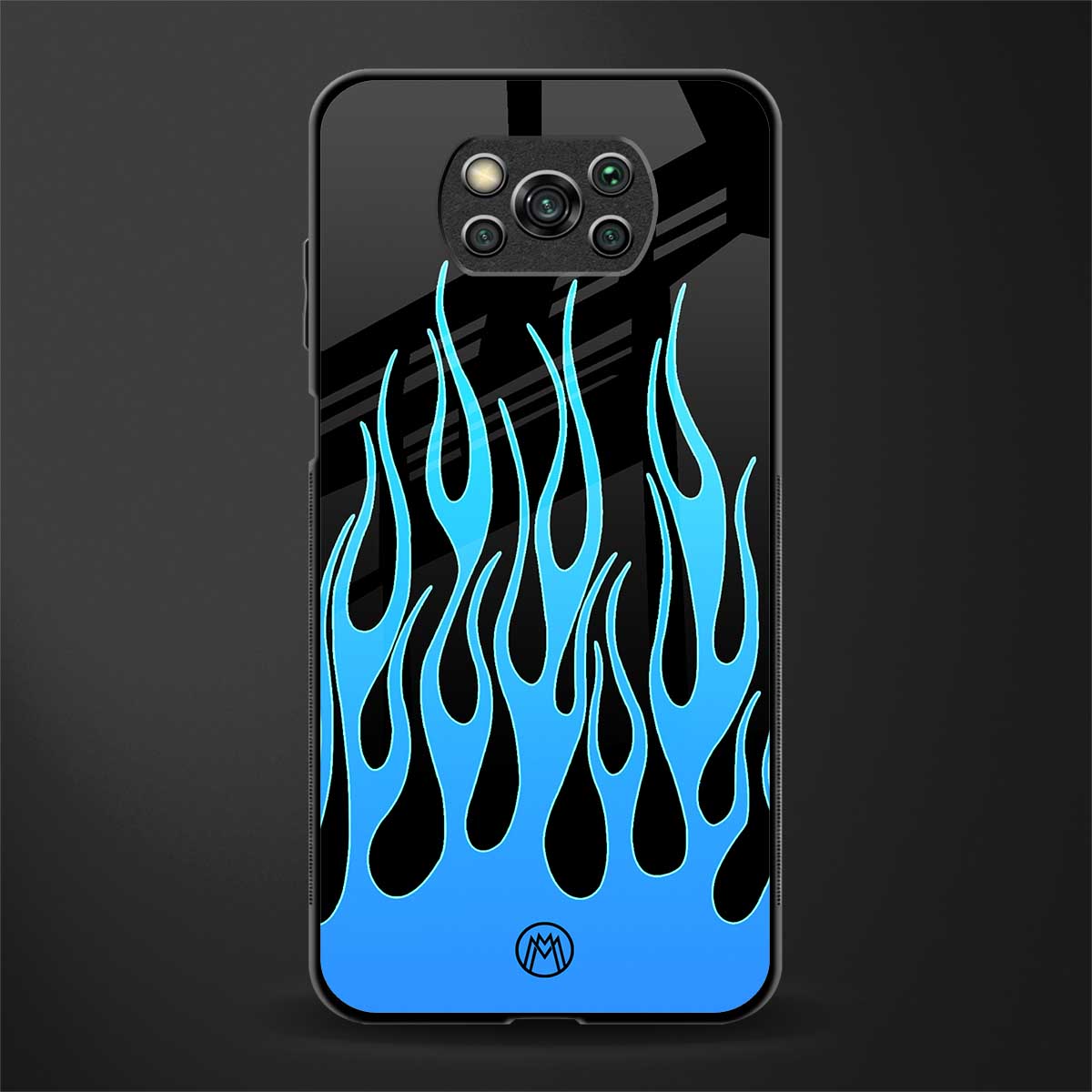 y2k blue flames glass case for poco x3 pro image