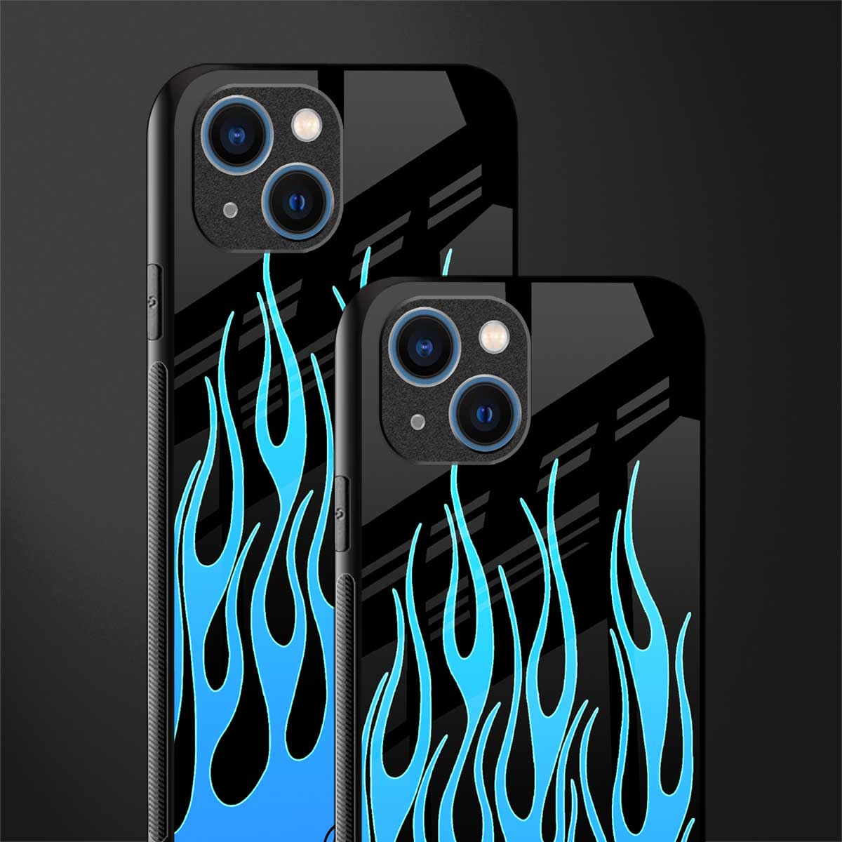 y2k blue flames glass case for iphone 14 plus image-2