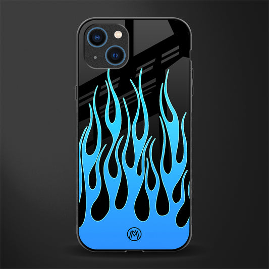 y2k blue flames glass case for iphone 14 plus image