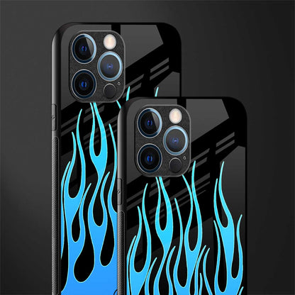 y2k blue flames glass case for iphone 14 pro image-2