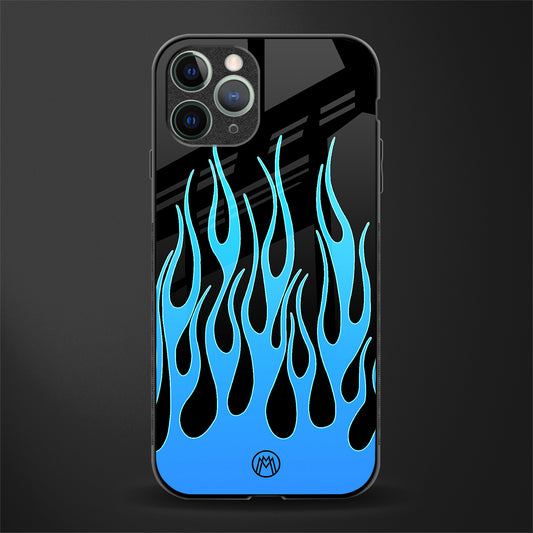 y2k blue flames glass case for iphone 11 pro image