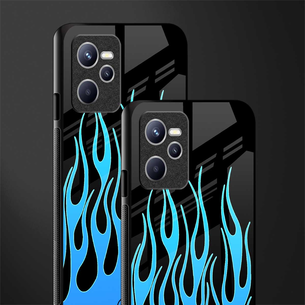 y2k blue flames glass case for realme c35 image-2