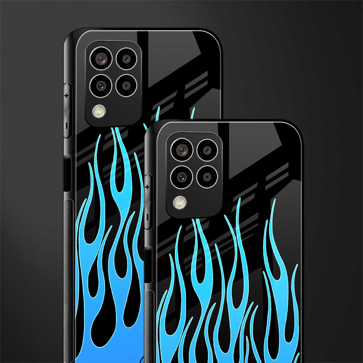 y2k blue flames back phone cover | glass case for samsung galaxy m33 5g