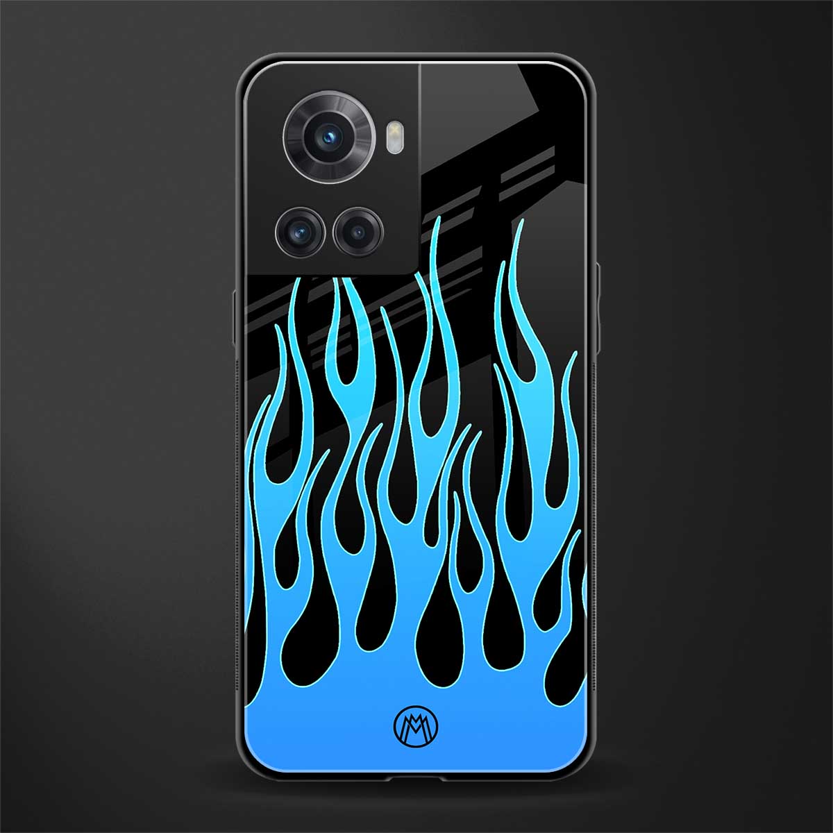 y2k blue flames back phone cover | glass case for oneplus 10r 5g