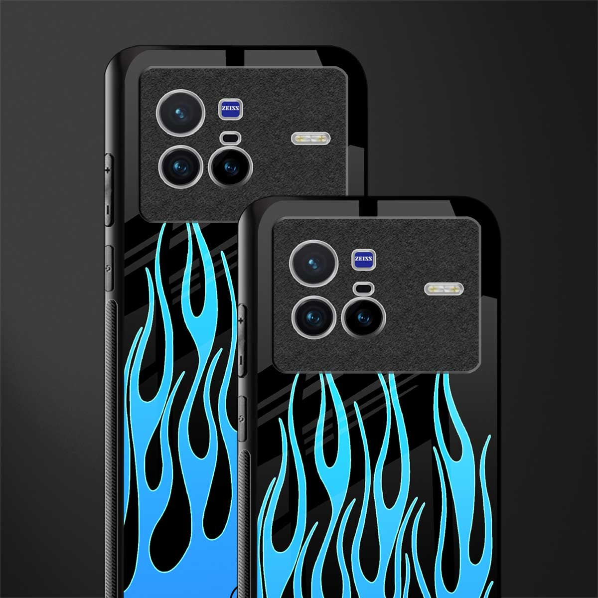 y2k blue flames glass case for vivo x80 image-2