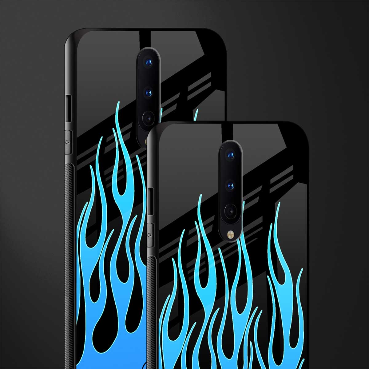 y2k blue flames glass case for oneplus 8 image-2