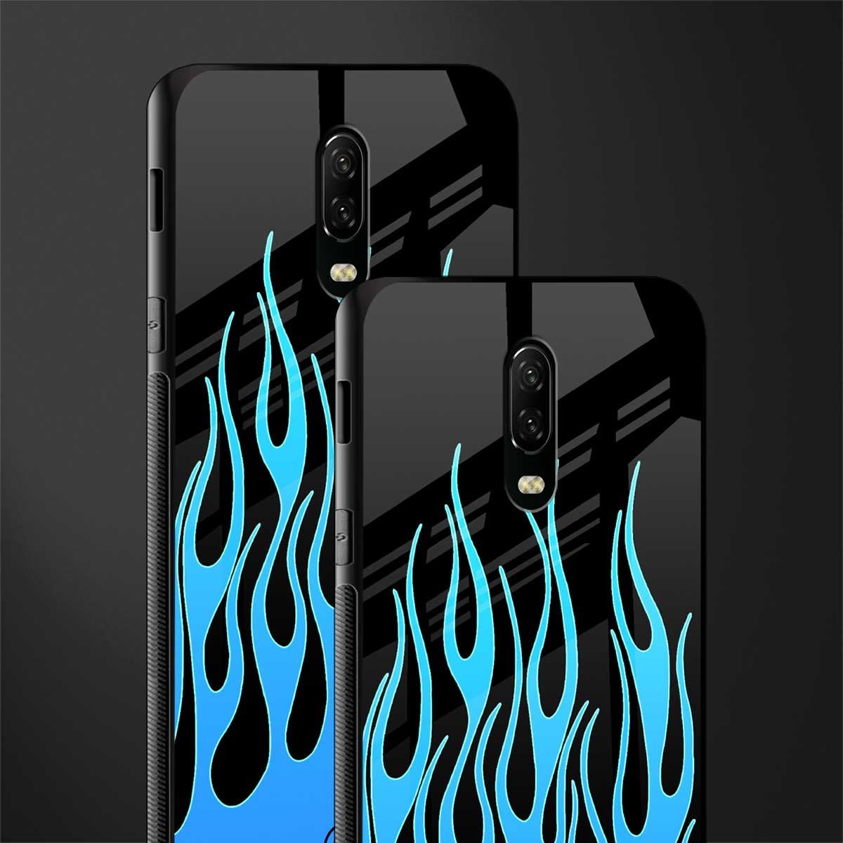 y2k blue flames glass case for oneplus 6t image-2