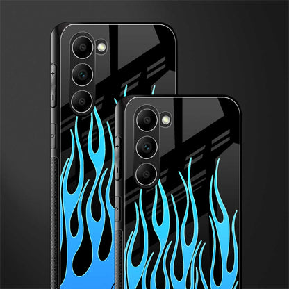 Y2k-Blue-Flames-Glass-Case for phone case | glass case for samsung galaxy s23