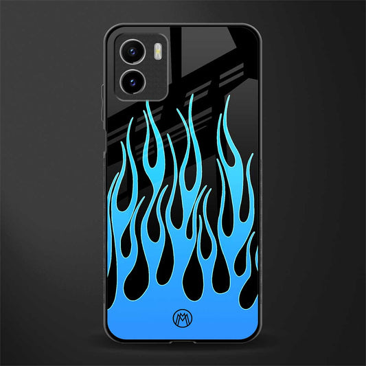 y2k blue flames back phone cover | glass case for vivo y72