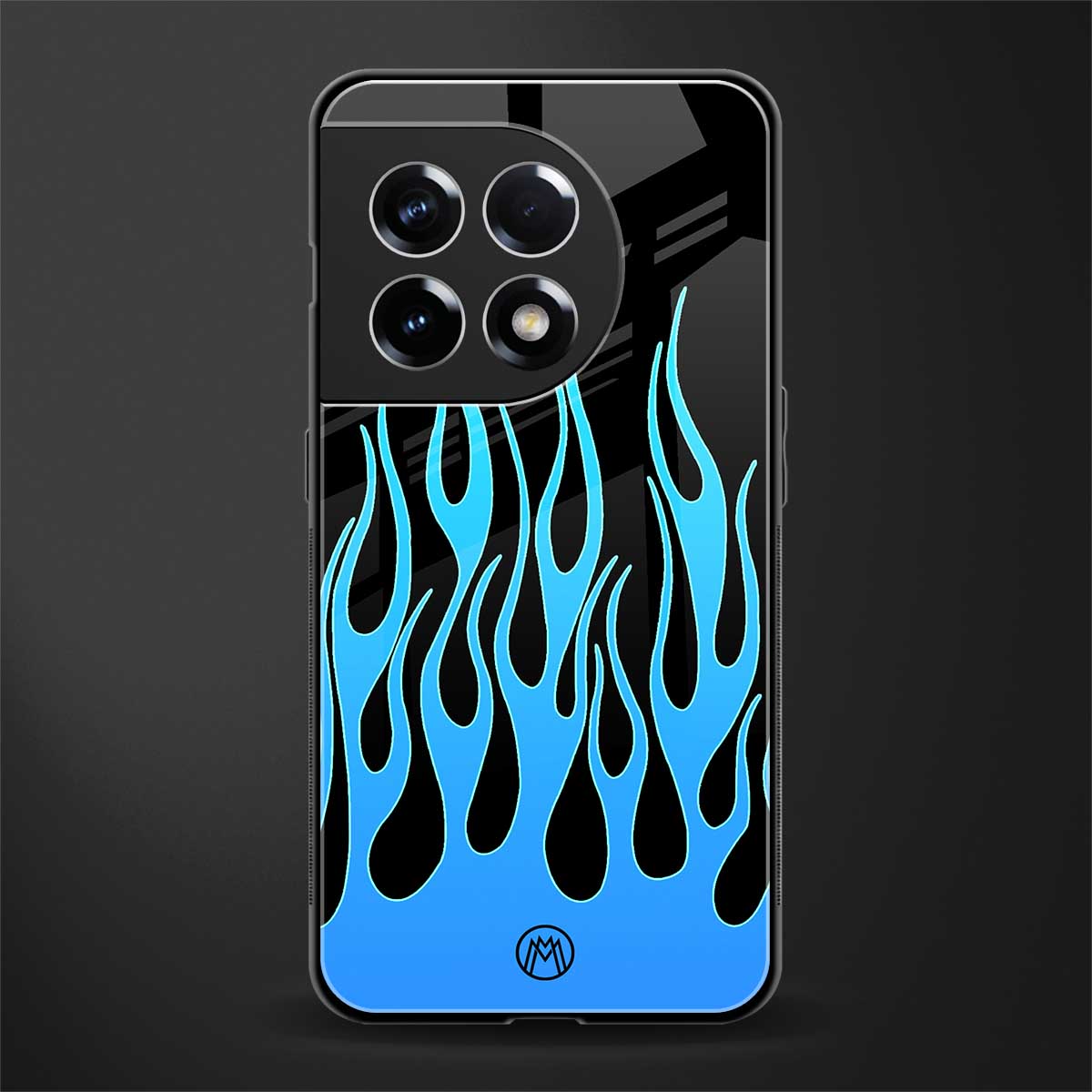 y2k blue flames back phone cover | glass case for oneplus 11r