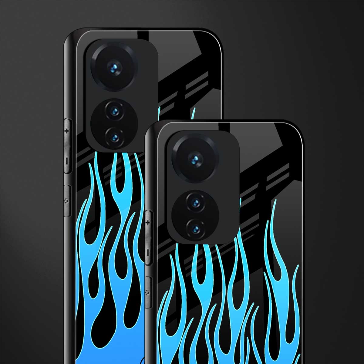 y2k blue flames back phone cover | glass case for vivo t1 44w 4g