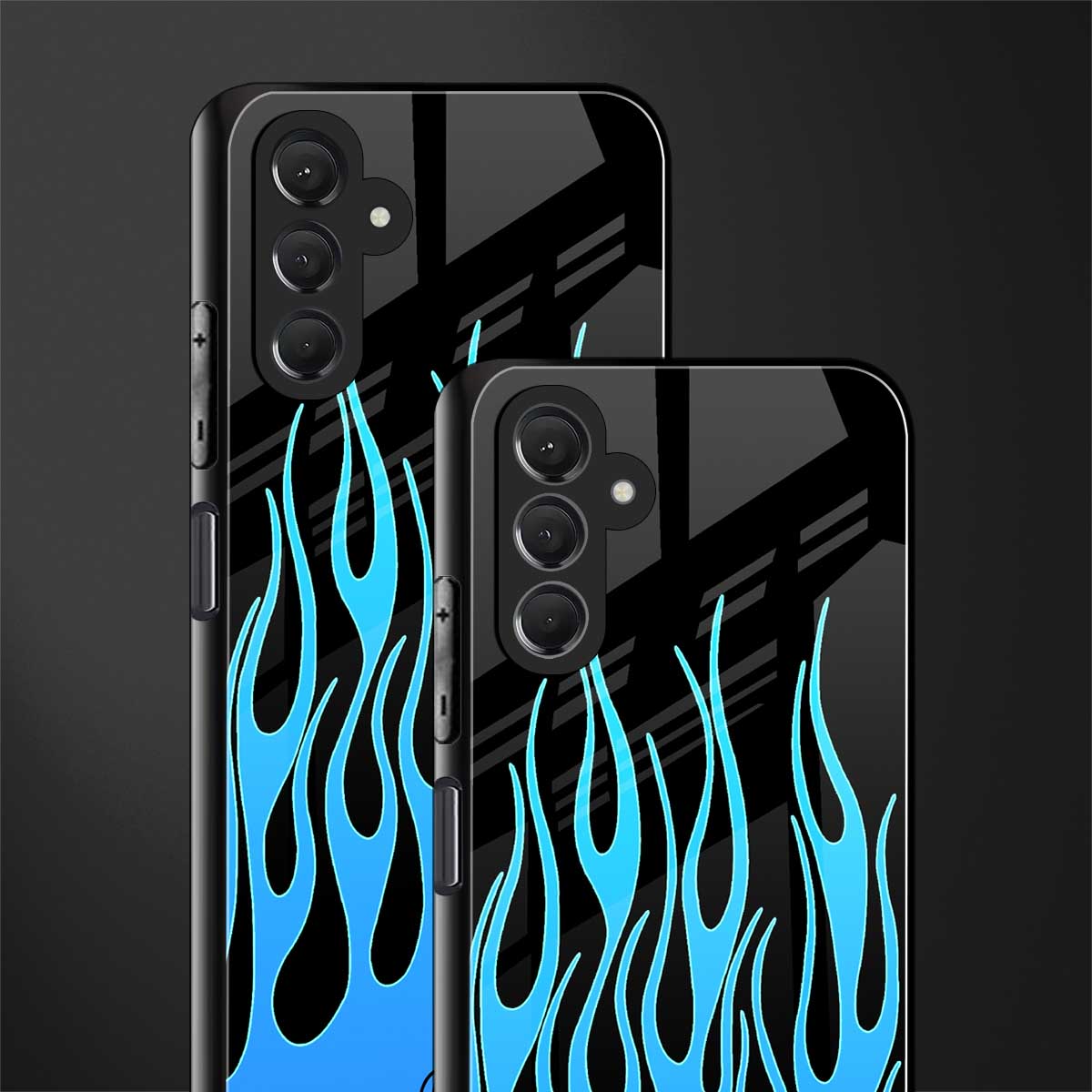 y2k blue flames back phone cover | glass case for samsun galaxy a24 4g