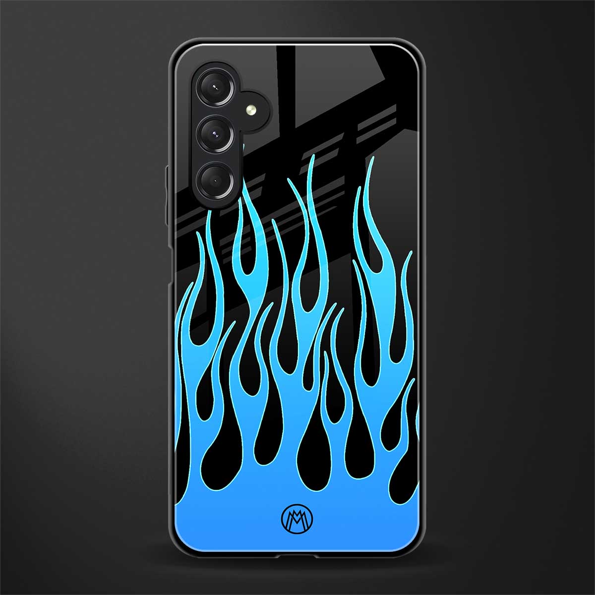 y2k blue flames back phone cover | glass case for samsun galaxy a24 4g
