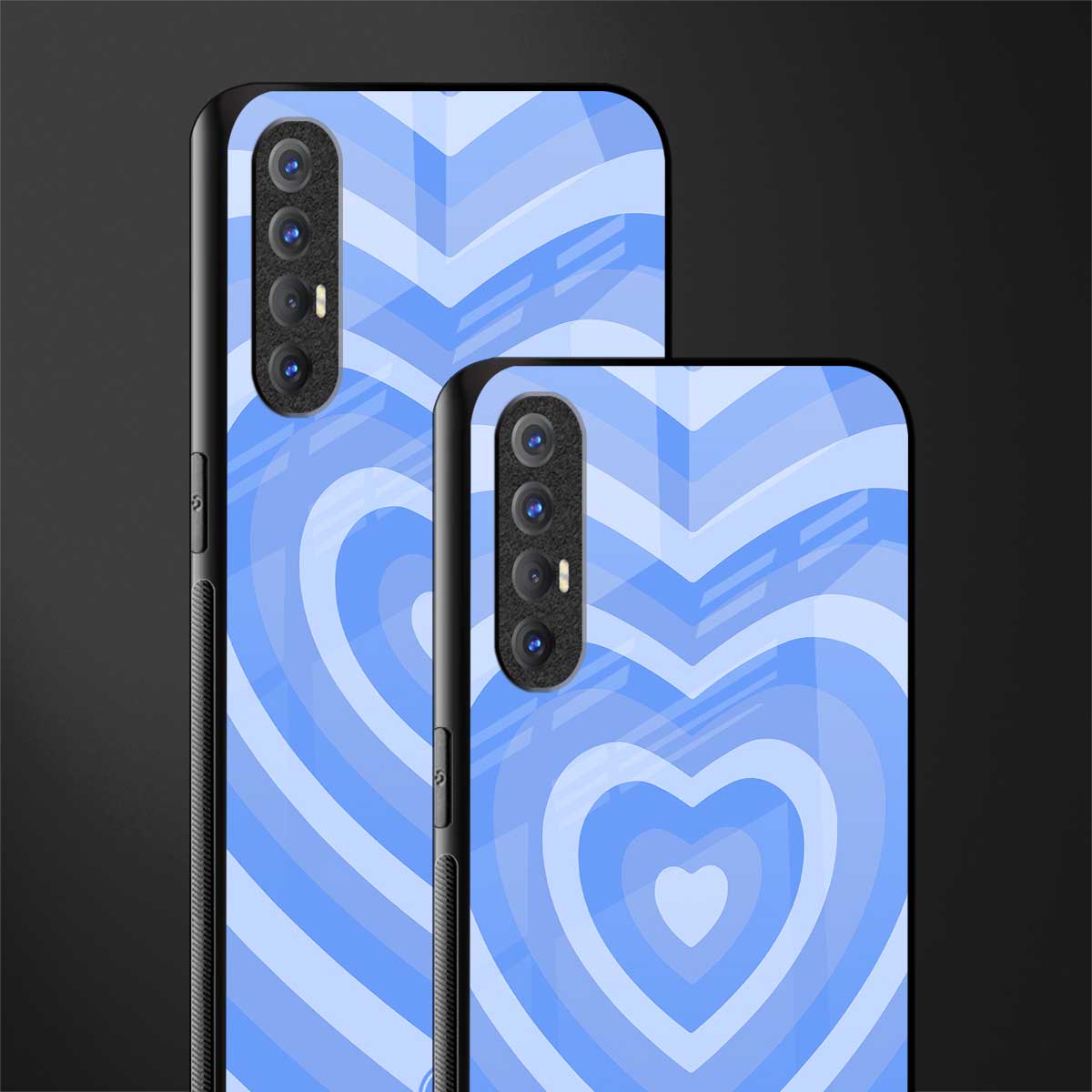 y2k blue hearts aesthetic glass case for oppo reno 3 pro image-2