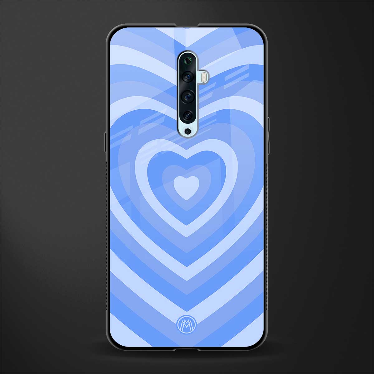 y2k blue hearts aesthetic glass case for oppo reno 2f image