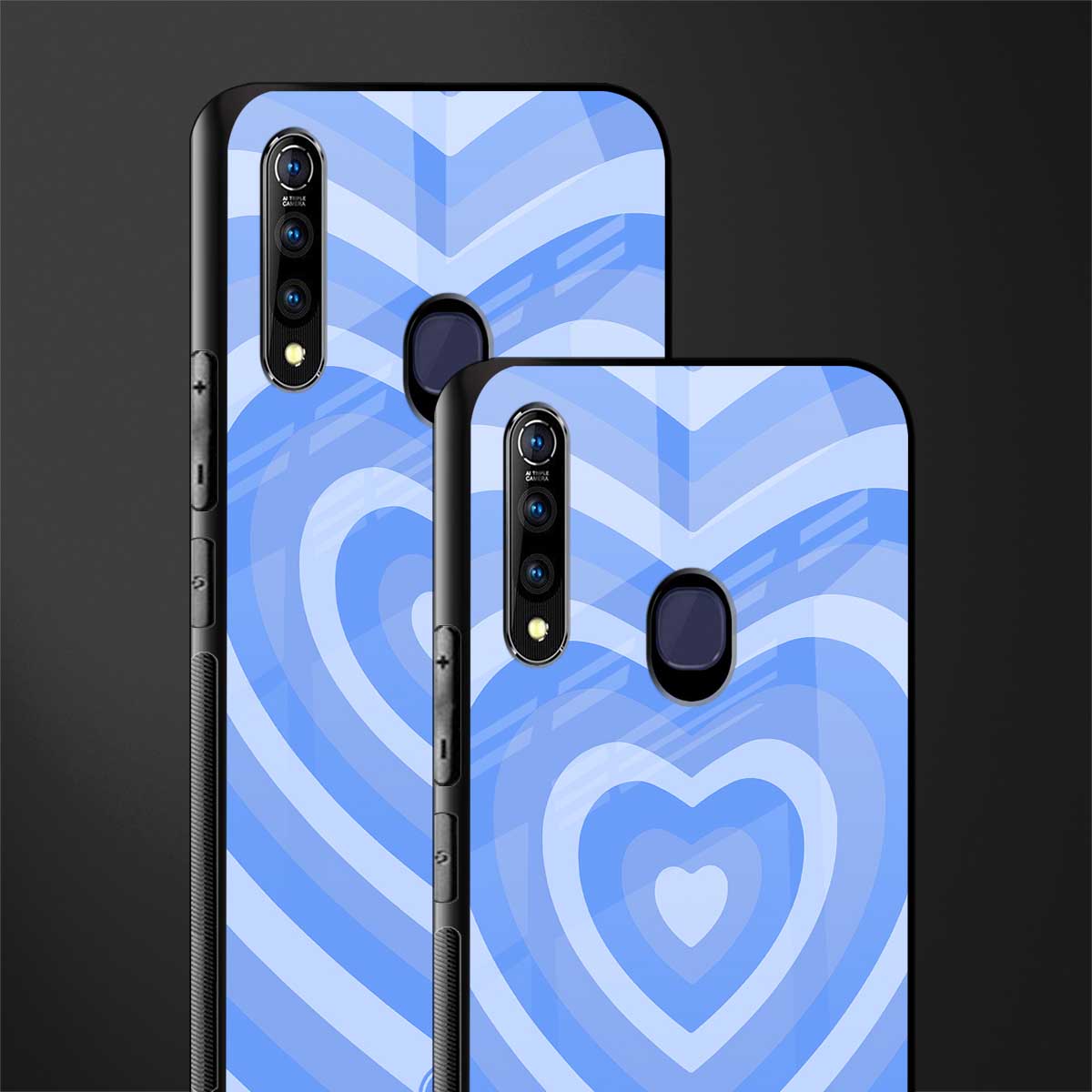 y2k blue hearts aesthetic glass case for vivo z1 pro image-2