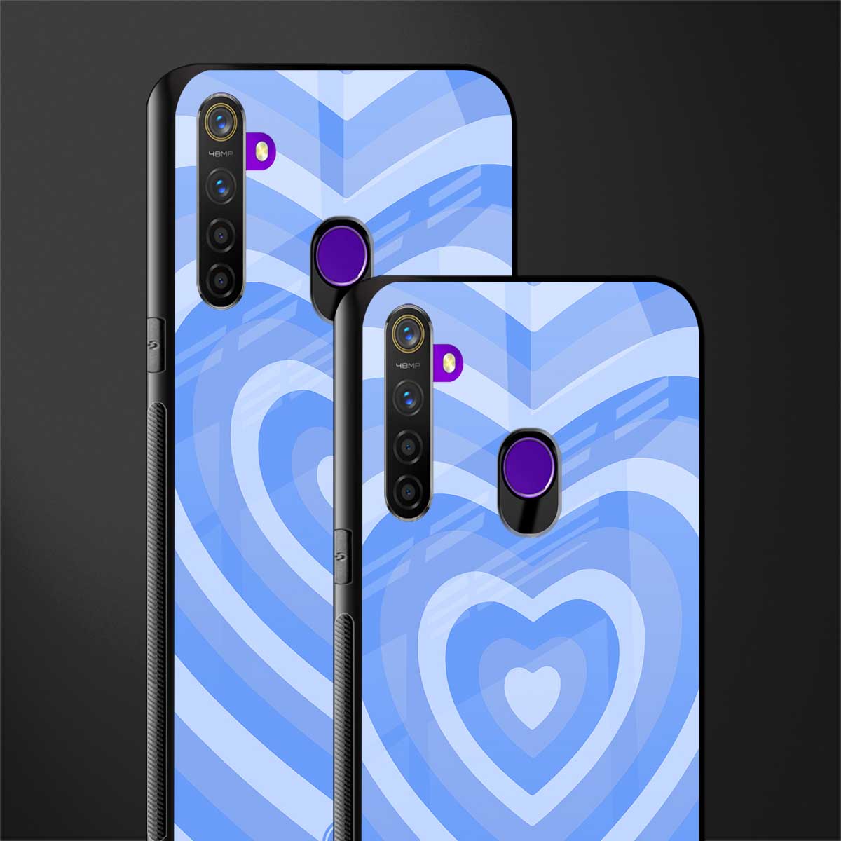y2k blue hearts aesthetic glass case for realme 5s image-2