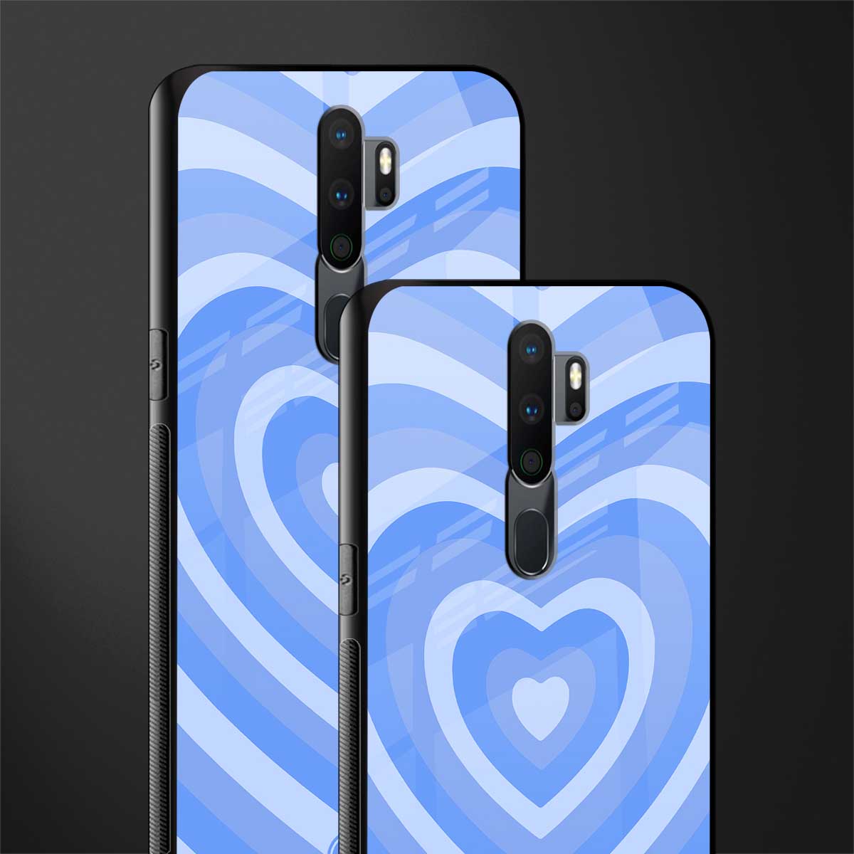 y2k blue hearts aesthetic glass case for oppo a5 2020 image-2