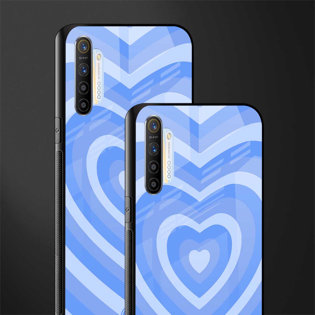 y2k blue hearts aesthetic glass case for realme x2 image-2