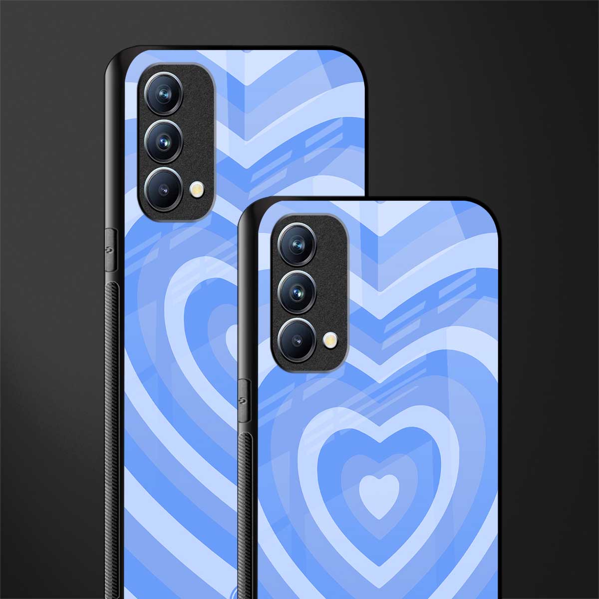 y2k blue hearts aesthetic glass case for oppo f19s image-2