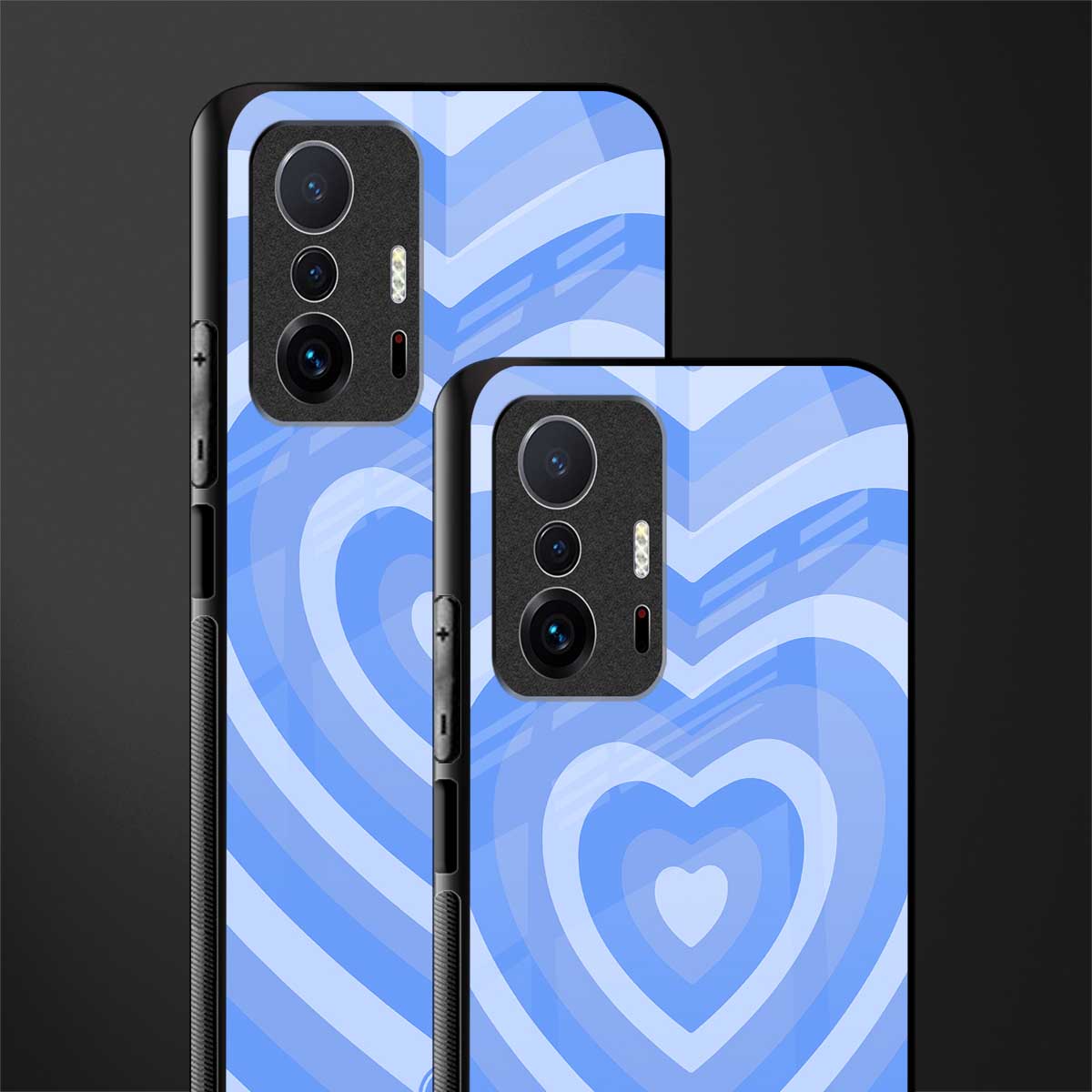 y2k blue hearts aesthetic glass case for mi 11t pro 5g image-2