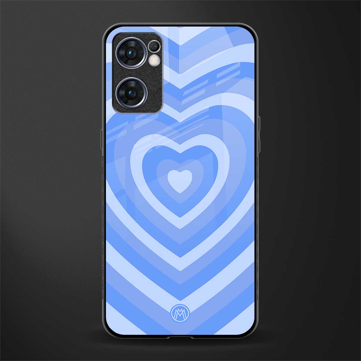 y2k blue hearts aesthetic glass case for oppo reno7 5g image