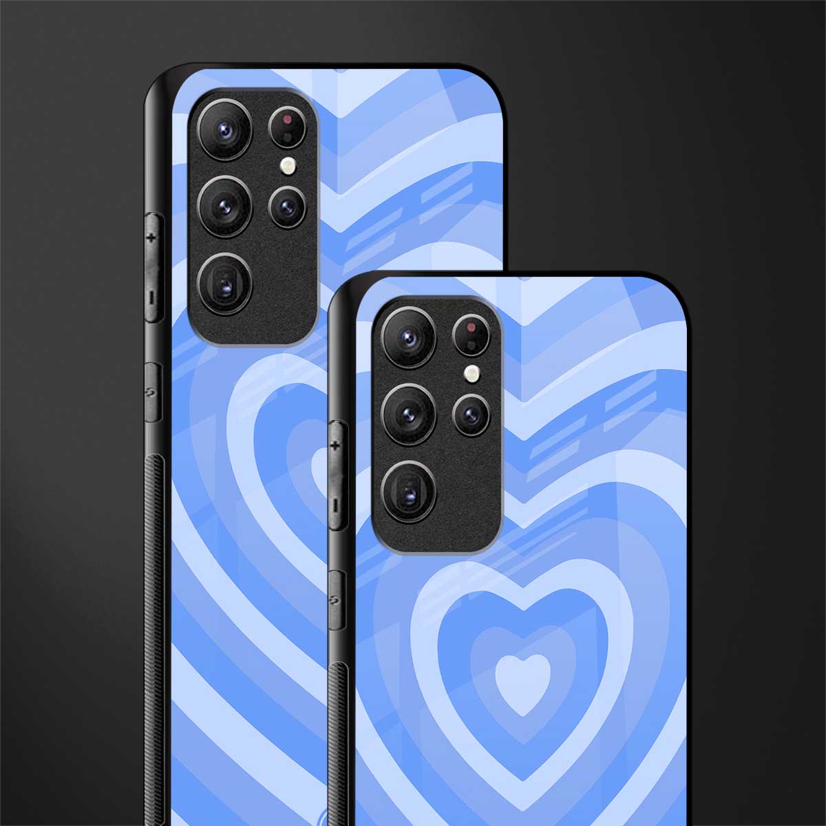 y2k blue hearts aesthetic glass case for samsung galaxy s21 ultra image-2