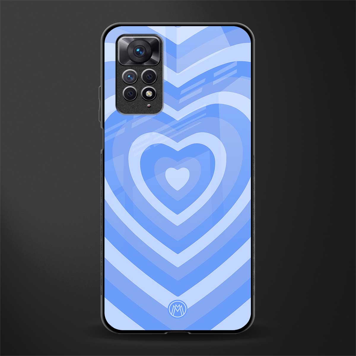 y2k blue hearts aesthetic glass case for redmi note 11 pro image