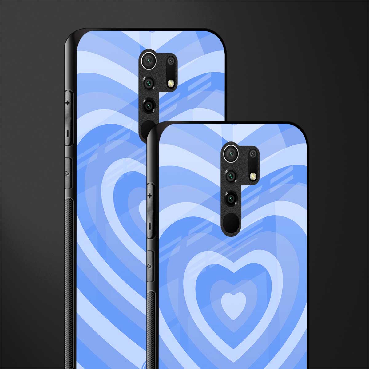y2k blue hearts aesthetic glass case for redmi 9 prime image-2