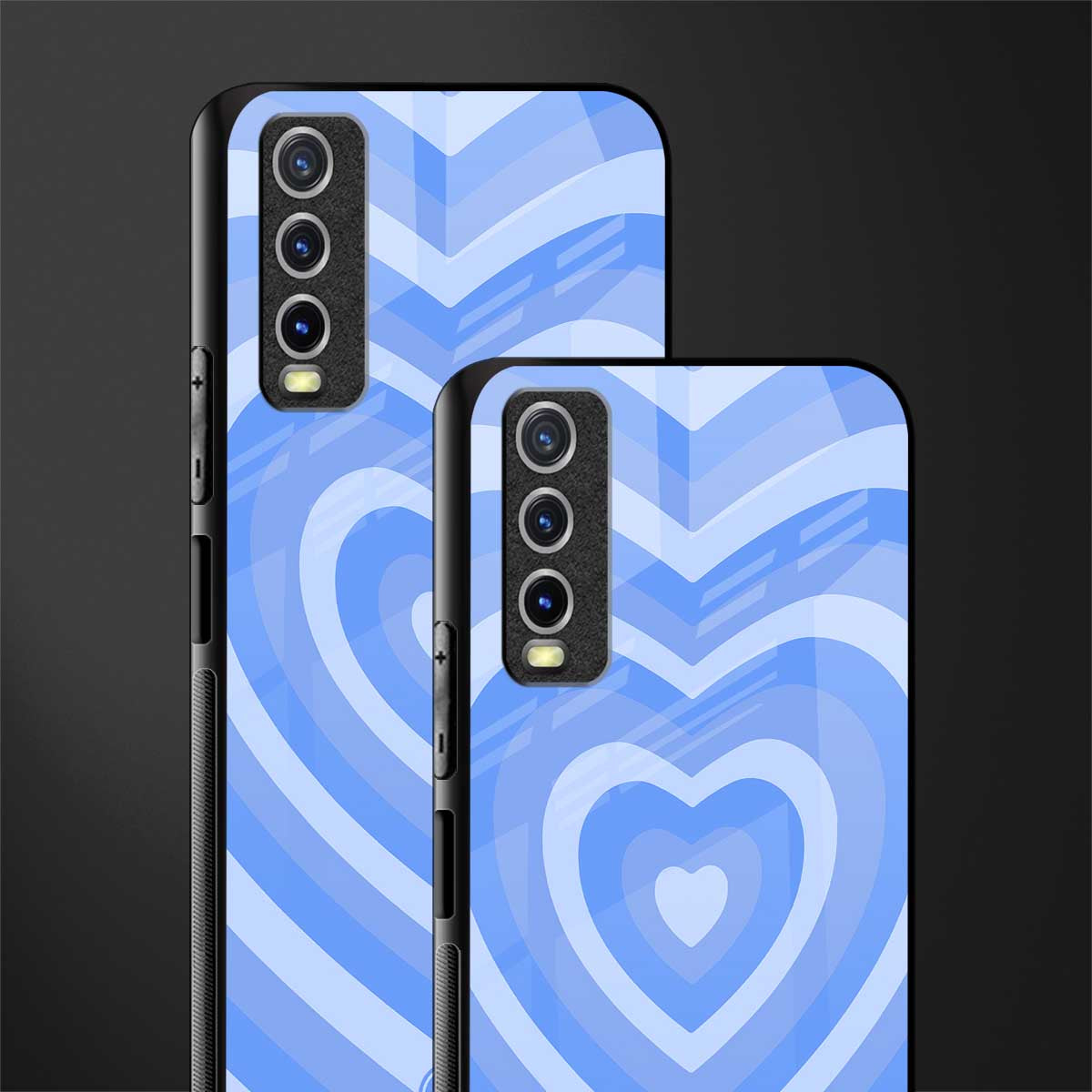 y2k blue hearts aesthetic glass case for vivo y20 image-2