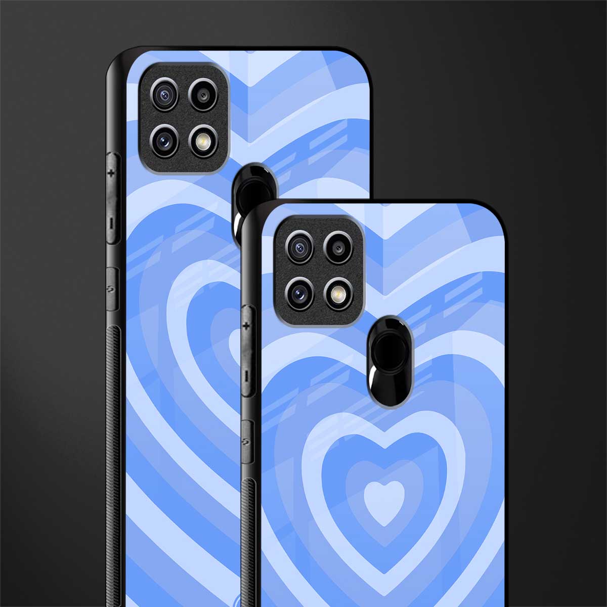 y2k blue hearts aesthetic glass case for oppo a15s image-2
