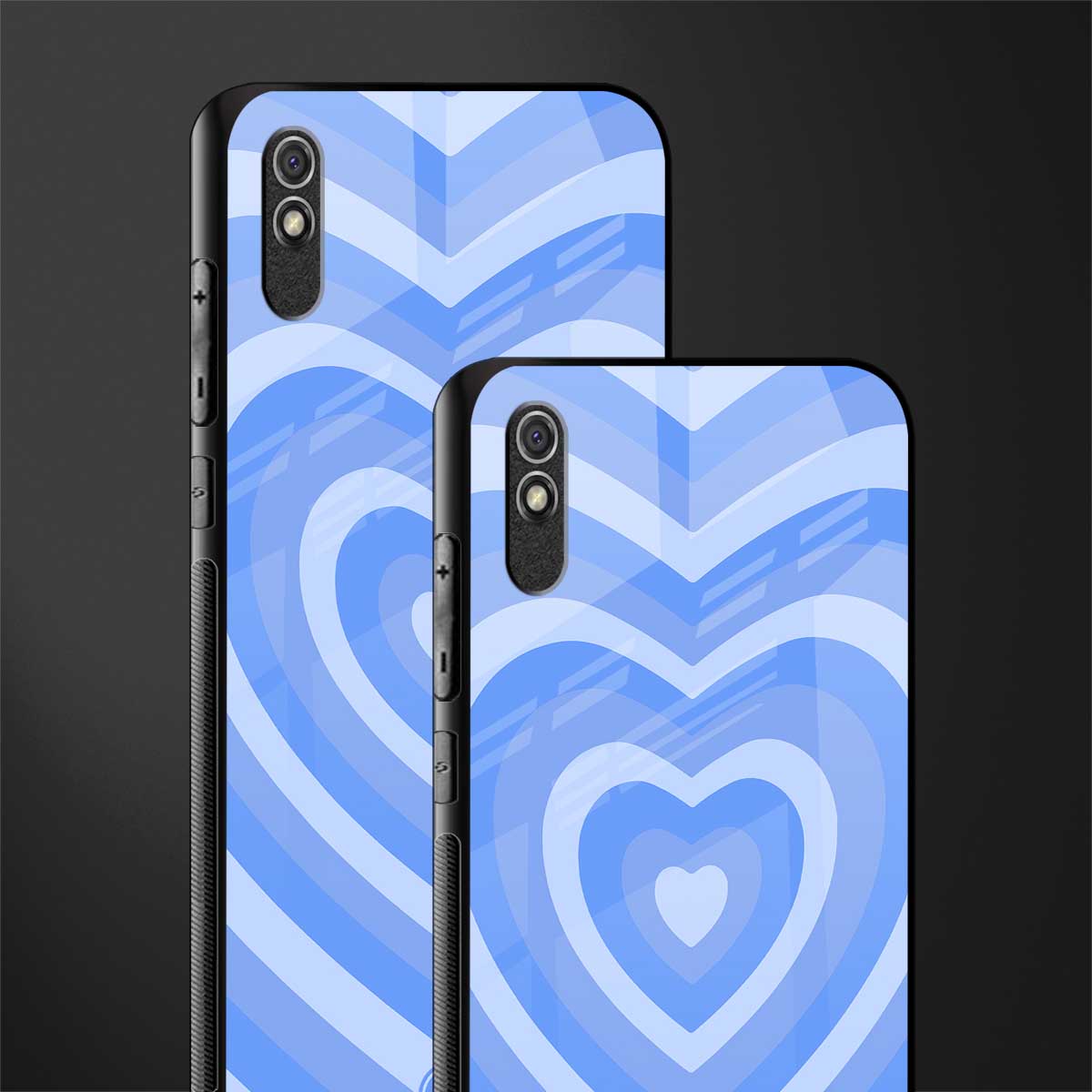 y2k blue hearts aesthetic glass case for redmi 9a image-2