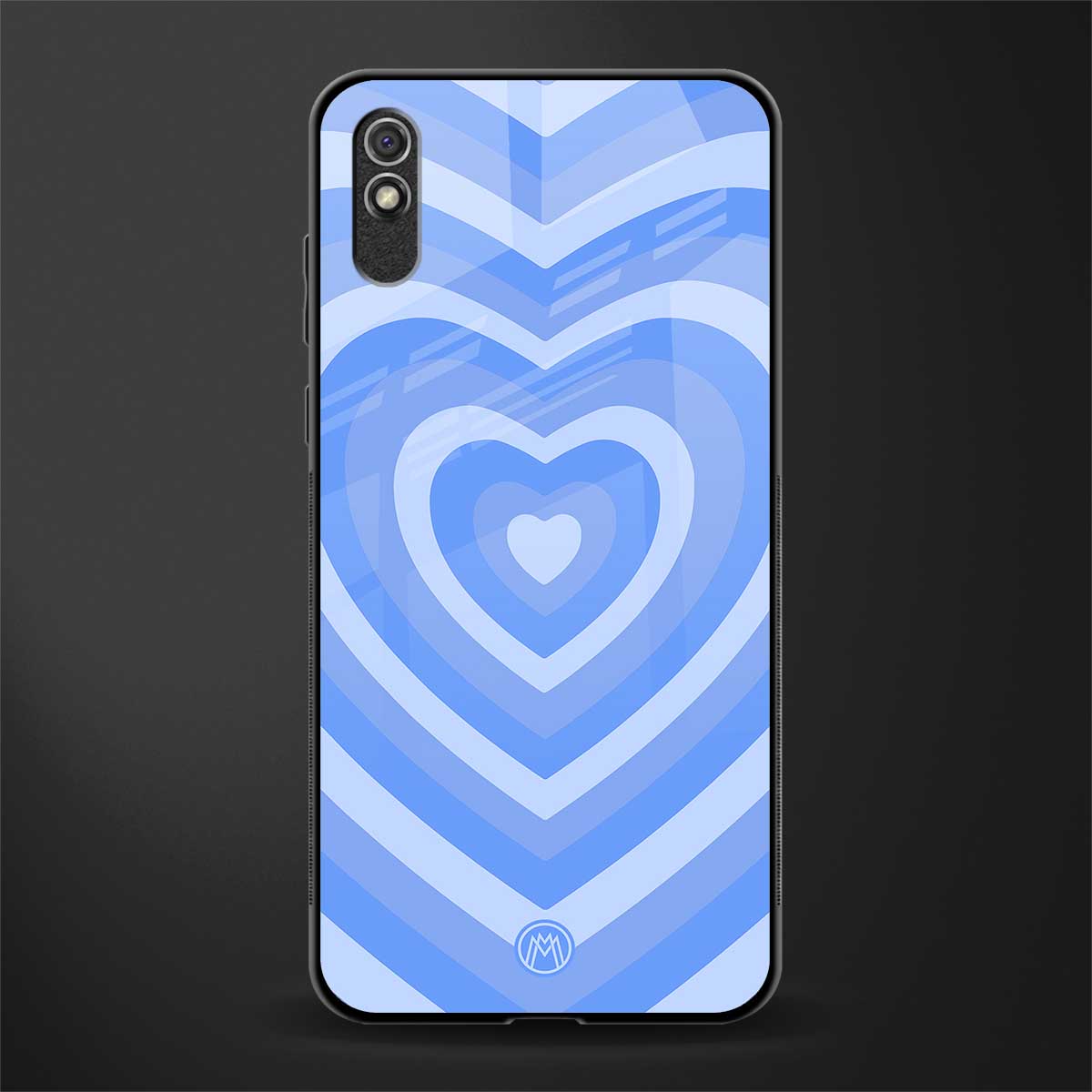 y2k blue hearts aesthetic glass case for redmi 9a image