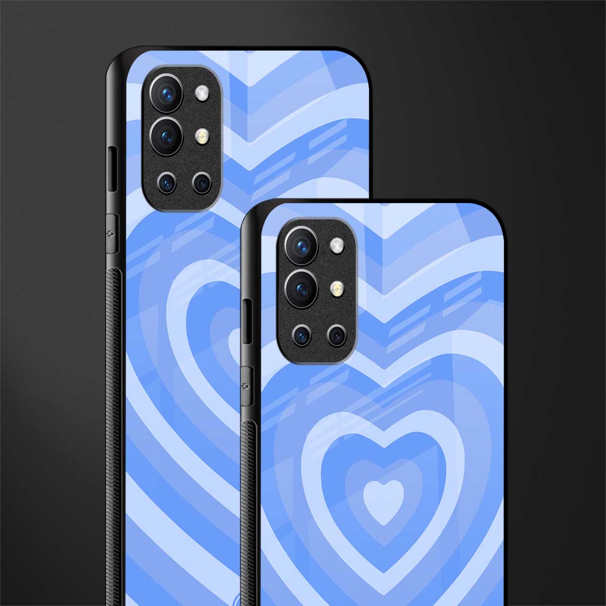y2k blue hearts aesthetic glass case for oneplus 9r image-2