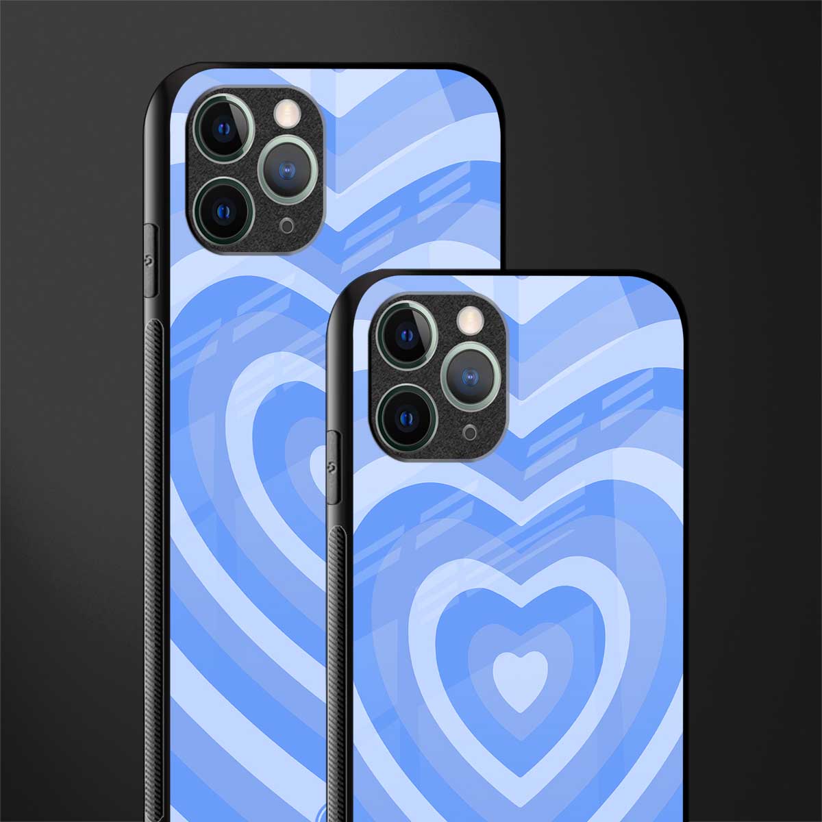y2k blue hearts aesthetic glass case for iphone 11 pro image-2