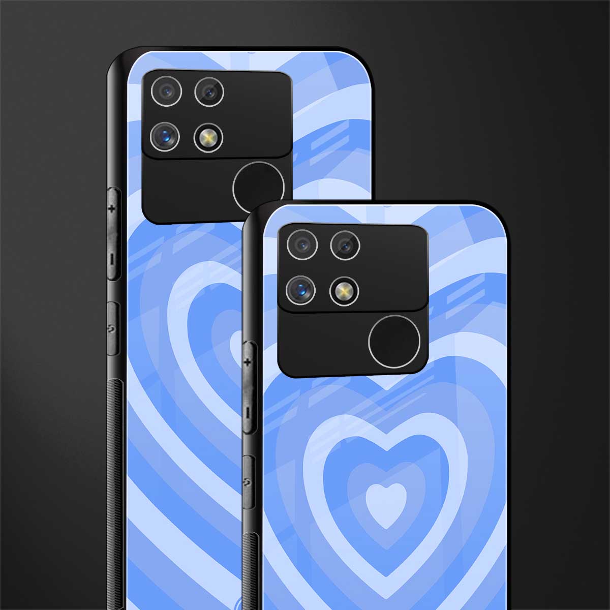 y2k blue hearts aesthetic back phone cover | glass case for realme narzo 50a