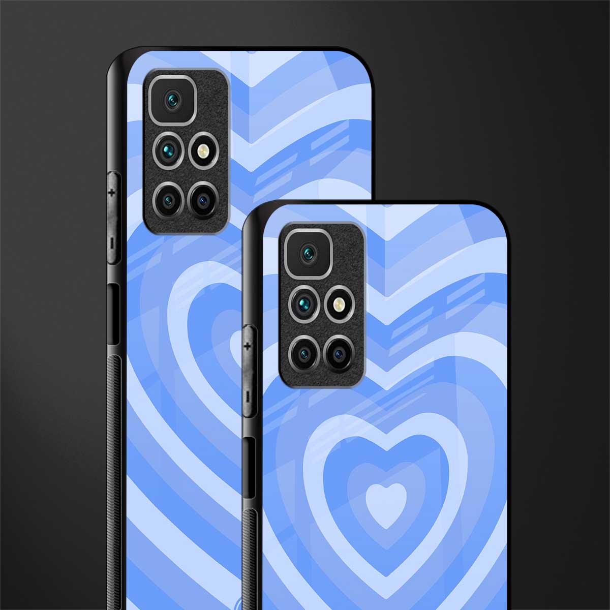 y2k blue hearts aesthetic glass case for redmi 10 prime image-2