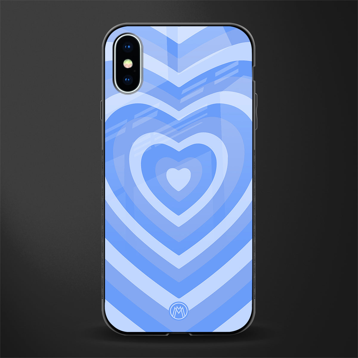 Y2K Blue Hearts Aesthetic Phone Case for IPhone X Glass Case