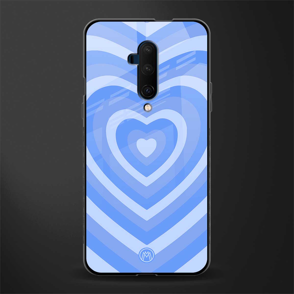 y2k blue hearts aesthetic glass case for oneplus 7t pro image