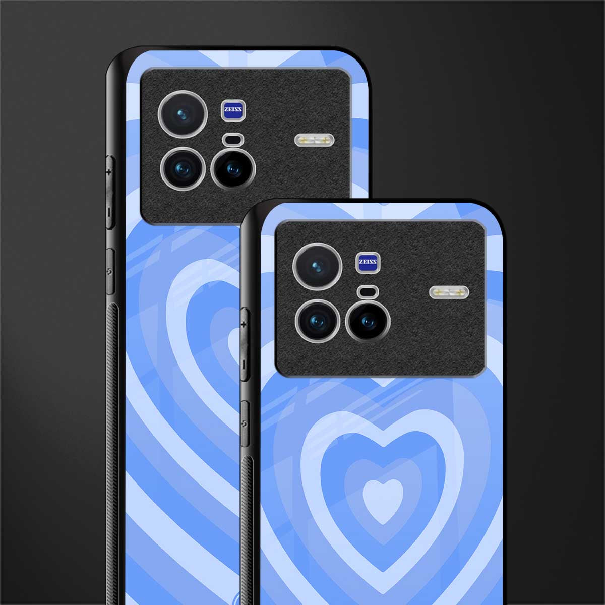 y2k blue hearts aesthetic glass case for vivo x80 image-2