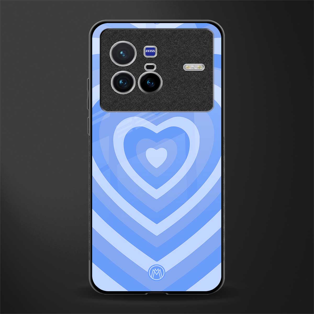 y2k blue hearts aesthetic glass case for vivo x80 image