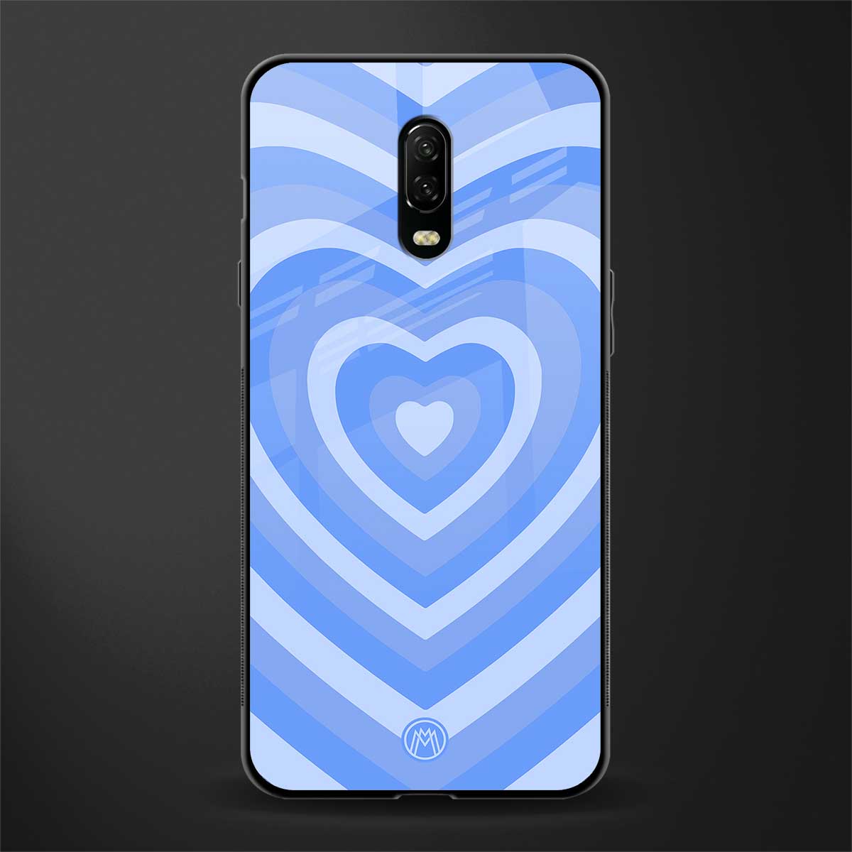 y2k blue hearts aesthetic glass case for oneplus 6t image