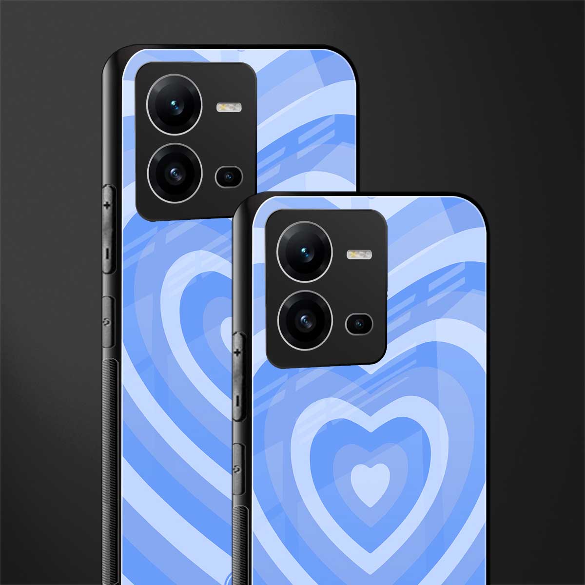 y2k blue hearts aesthetic back phone cover | glass case for vivo v25-5g