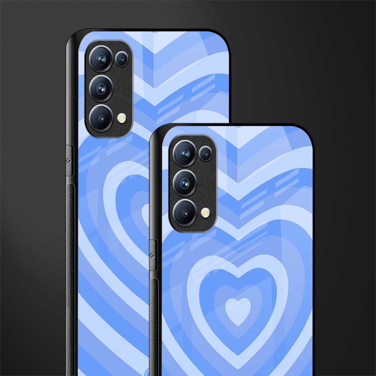 y2k blue hearts aesthetic back phone cover | glass case for oppo reno 5