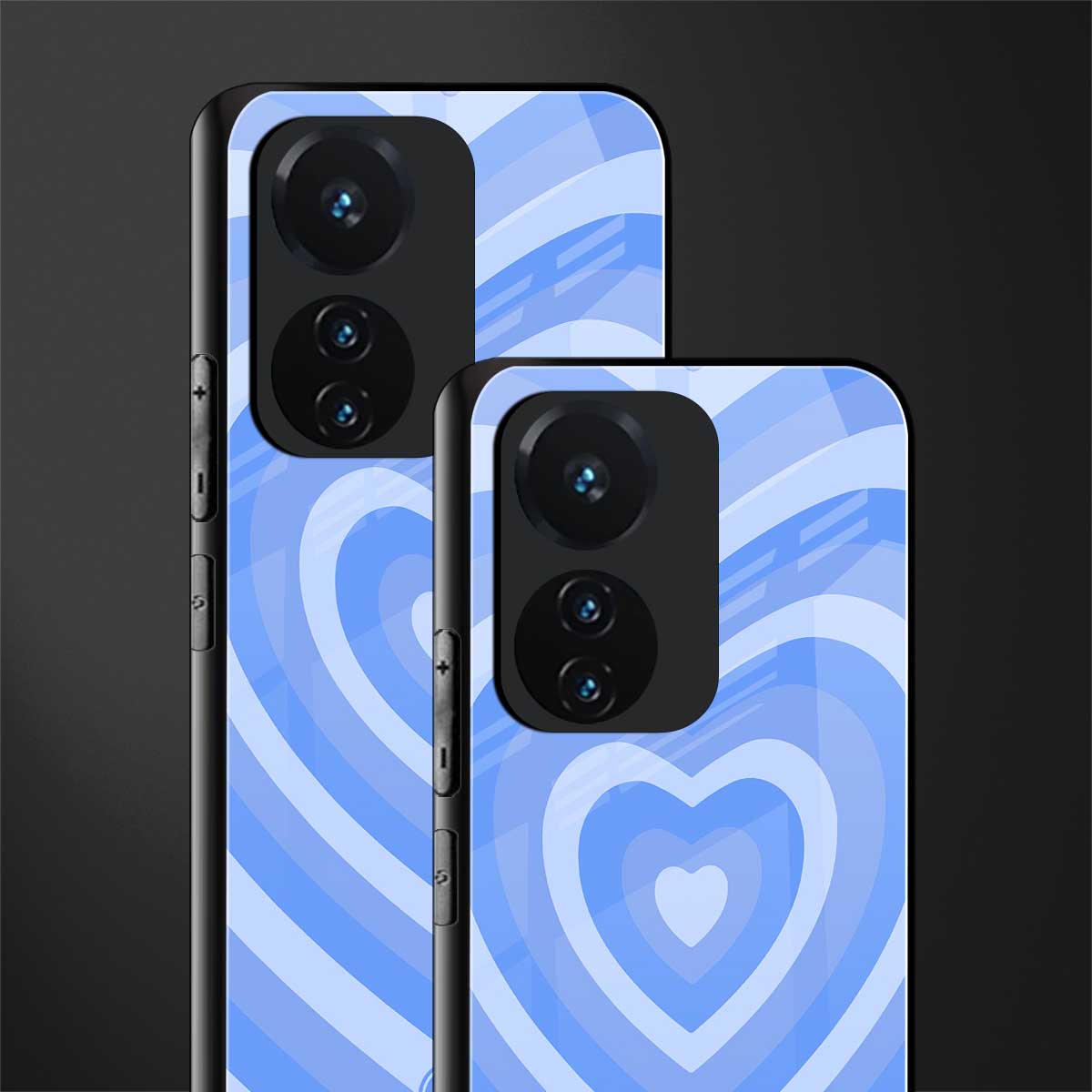 y2k blue hearts aesthetic back phone cover | glass case for vivo t1 44w 4g