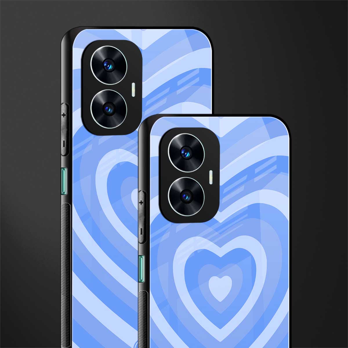 y2k blue hearts aesthetic back phone cover | glass case for realme c55