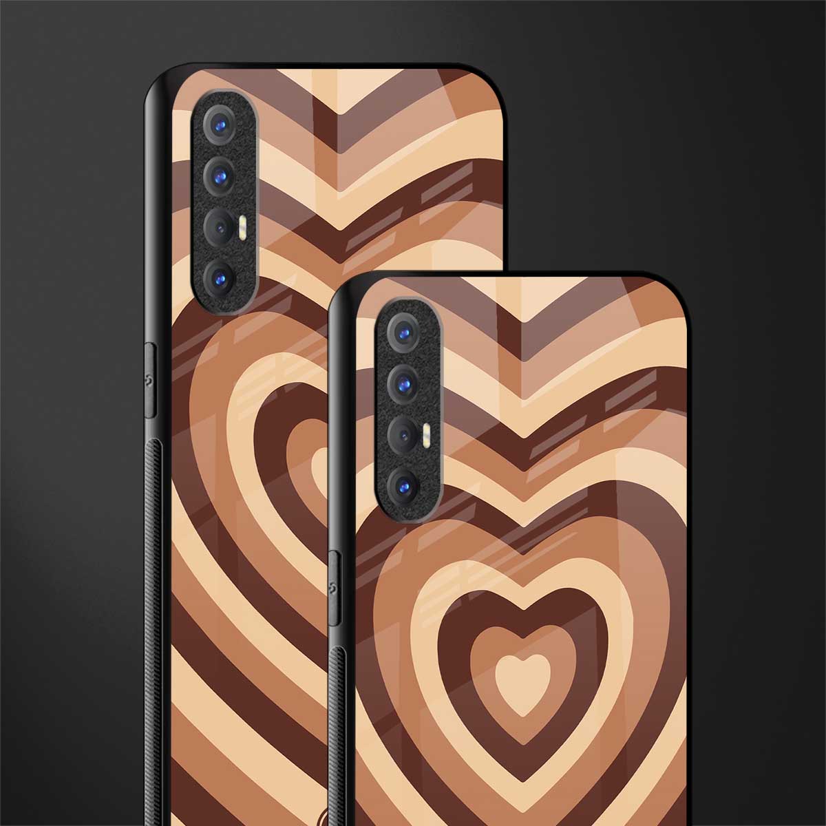 y2k brown hearts aesthetic glass case for oppo reno 3 pro image-2