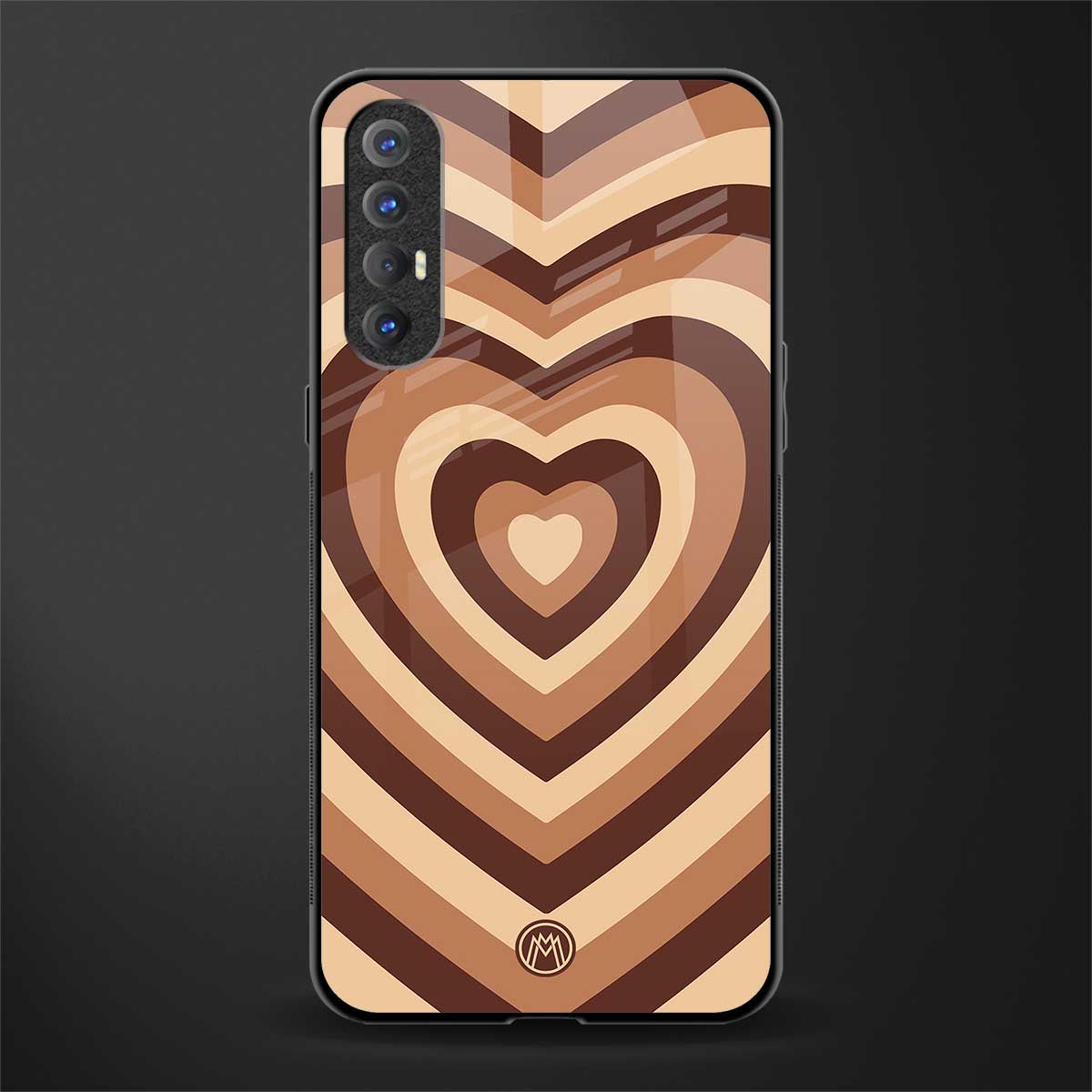 y2k brown hearts aesthetic glass case for oppo reno 3 pro image