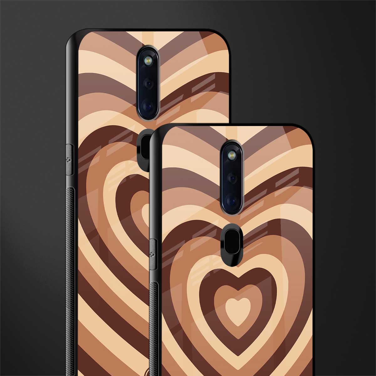 y2k brown hearts aesthetic glass case for oppo f11 pro image-2