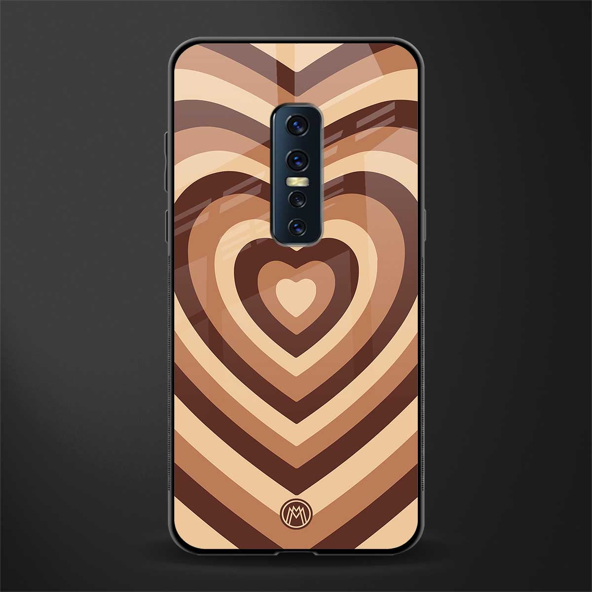 y2k brown hearts aesthetic glass case for vivo v17 pro image